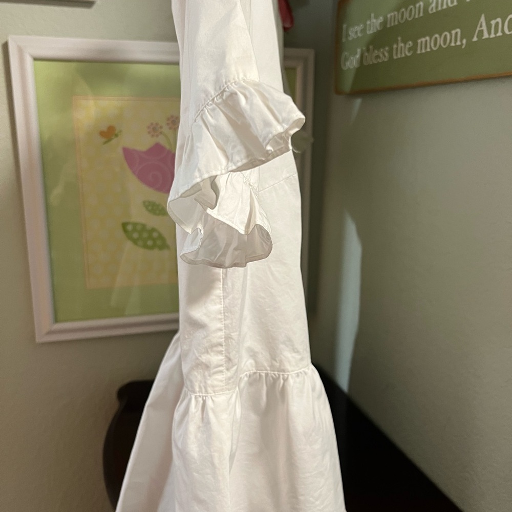 Madewell White Ruffle Short Sleeve Button-Front Blouse - Picture 6 of 7